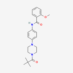 molecular formula C23H29N3O3 B5489933 N-{4-[4-(2,2-dimethylpropanoyl)-1-piperazinyl]phenyl}-2-methoxybenzamide 