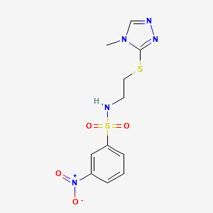 molecular formula C11H13N5O4S2 B5490027 N-{2-[(4-METHYL-4H-1,2,4-TRIAZOL-3-YL)SULFANYL]ETHYL}-3-NITROBENZENE-1-SULFONAMIDE 
