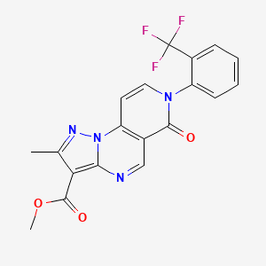 molecular formula C19H13F3N4O3 B5490435 Methyl 4-methyl-10-oxo-11-[2-(trifluoromethyl)phenyl]-2,3,7,11-tetrazatricyclo[7.4.0.02,6]trideca-1(9),3,5,7,12-pentaene-5-carboxylate 