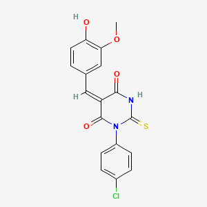 molecular formula C18H13ClN2O4S B5490447 (5E)-1-(4-chlorophenyl)-5-[(4-hydroxy-3-methoxyphenyl)methylidene]-2-sulfanylidene-1,3-diazinane-4,6-dione 