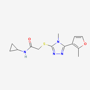 molecular formula C13H16N4O2S B5490685 N-CYCLOPROPYL-2-{[4-METHYL-5-(2-METHYL-3-FURYL)-4H-1,2,4-TRIAZOL-3-YL]SULFANYL}ACETAMIDE 