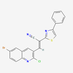 molecular formula C21H11BrClN3S B5490795 (E)-3-(6-bromo-2-chloroquinolin-3-yl)-2-(4-phenyl-1,3-thiazol-2-yl)prop-2-enenitrile 