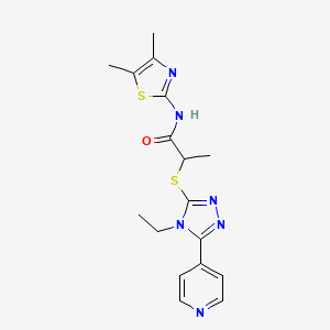 molecular formula C17H20N6OS2 B5490963 N-(4,5-dimethyl-1,3-thiazol-2-yl)-2-{[4-ethyl-5-(pyridin-4-yl)-4H-1,2,4-triazol-3-yl]sulfanyl}propanamide 