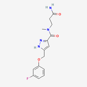 molecular formula C15H17FN4O3 B5491362 N-(3-amino-3-oxopropyl)-5-[(3-fluorophenoxy)methyl]-N-methyl-1H-pyrazole-3-carboxamide 