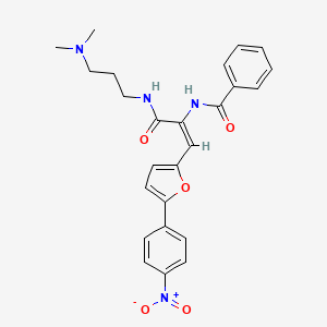 molecular formula C25H26N4O5 B5491461 N-[(E)-3-[3-(dimethylamino)propylamino]-1-[5-(4-nitrophenyl)furan-2-yl]-3-oxoprop-1-en-2-yl]benzamide 