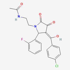molecular formula C21H18ClFN2O4 B5491513 N-[2-[(3Z)-3-[(4-chlorophenyl)-hydroxymethylidene]-2-(2-fluorophenyl)-4,5-dioxopyrrolidin-1-yl]ethyl]acetamide 