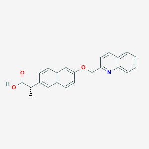 molecular formula C23H19NO3 B054917 S(alpha)-Methyl-6-(2-quinolinylmethoxy)-2-naphthaleneacetic acid CAS No. 123016-21-7