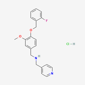 molecular formula C21H22ClFN2O2 B5492379 N-[[4-[(2-fluorophenyl)methoxy]-3-methoxyphenyl]methyl]-1-pyridin-4-ylmethanamine;hydrochloride 