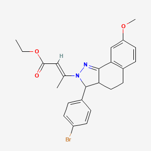 molecular formula C24H25BrN2O3 B5492525 ethyl (E)-3-[3-(4-bromophenyl)-8-methoxy-3,3a,4,5-tetrahydrobenzo[g]indazol-2-yl]but-2-enoate 