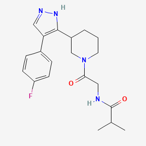 molecular formula C20H25FN4O2 B5492735 N-[2-[3-[4-(4-fluorophenyl)-1H-pyrazol-5-yl]piperidin-1-yl]-2-oxoethyl]-2-methylpropanamide 