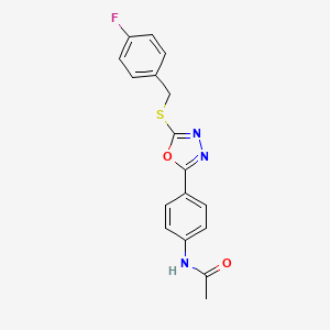 molecular formula C17H14FN3O2S B5493083 N-(4-{5-[(4-fluorobenzyl)sulfanyl]-1,3,4-oxadiazol-2-yl}phenyl)acetamide 