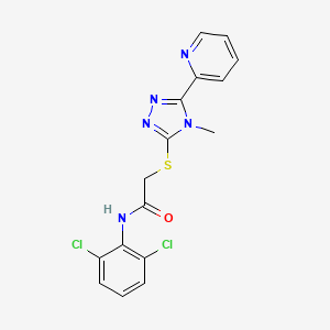 molecular formula C16H13Cl2N5OS B5493363 N-(2,6-DICHLOROPHENYL)-2-{[4-METHYL-5-(2-PYRIDINYL)-4H-1,2,4-TRIAZOL-3-YL]SULFANYL}ACETAMIDE 