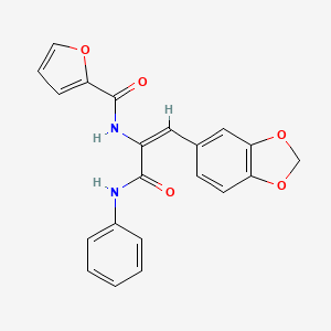 molecular formula C21H16N2O5 B5493390 N-[1-(anilinocarbonyl)-2-(1,3-benzodioxol-5-yl)vinyl]-2-furamide 