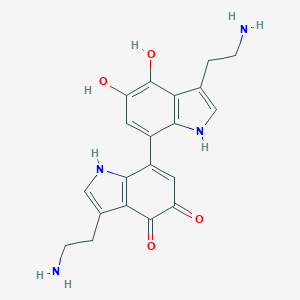 molecular formula C20H20N4O4 B054934 3-(2-aminoethyl)-7-[3-(2-aminoethyl)-4,5-dihydroxy-1H-indol-7-yl]-1H-indole-4,5-dione CAS No. 118230-89-0