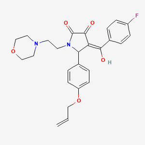 molecular formula C26H27FN2O5 B5493508 (4E)-4-[(4-fluorophenyl)-hydroxymethylidene]-1-(2-morpholin-4-ylethyl)-5-(4-prop-2-enoxyphenyl)pyrrolidine-2,3-dione 