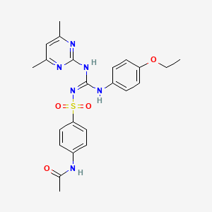 molecular formula C23H26N6O4S B5493545 N-(4-{[(E)-{[N'-(4,6-DIMETHYLPYRIMIDIN-2-YL)AMINO][N-(4-ETHOXYPHENYL)AMINO]METHYLIDENE}AMINO]SULFONYL}PHENYL)ACETAMIDE 
