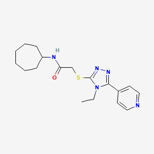 molecular formula C18H25N5OS B5493569 N-CYCLOHEPTYL-2-{[4-ETHYL-5-(4-PYRIDINYL)-4H-1,2,4-TRIAZOL-3-YL]SULFANYL}ACETAMIDE 