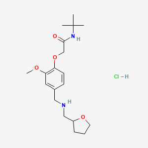 molecular formula C19H31ClN2O4 B5493671 N-tert-butyl-2-[2-methoxy-4-[(oxolan-2-ylmethylamino)methyl]phenoxy]acetamide;hydrochloride 