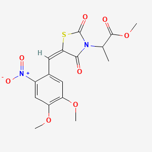 molecular formula C16H16N2O8S B5493742 methyl 2-[(5E)-5-[(4,5-dimethoxy-2-nitrophenyl)methylidene]-2,4-dioxo-1,3-thiazolidin-3-yl]propanoate 