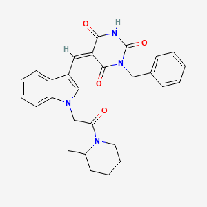 molecular formula C28H28N4O4 B5494168 (5Z)-1-benzyl-5-[[1-[2-(2-methylpiperidin-1-yl)-2-oxoethyl]indol-3-yl]methylidene]-1,3-diazinane-2,4,6-trione 