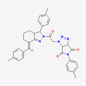 molecular formula C35H34N6O3 B5494467 1-{2-[(7E)-7-(4-methylbenzylidene)-3-(4-methylphenyl)-3,3a,4,5,6,7-hexahydro-2H-indazol-2-yl]-2-oxoethyl}-5-(4-methylphenyl)-3a,6a-dihydropyrrolo[3,4-d][1,2,3]triazole-4,6(1H,5H)-dione 