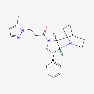 molecular formula C22H28N4O B5494908 3-(5-methylpyrazol-1-yl)-1-[(2R,3R,6R)-3-phenyl-1,5-diazatricyclo[5.2.2.02,6]undecan-5-yl]propan-1-one 