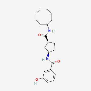 molecular formula C21H30N2O3 B5495008 N-[(1R,3S)-3-(cyclooctylcarbamoyl)cyclopentyl]-3-hydroxybenzamide 