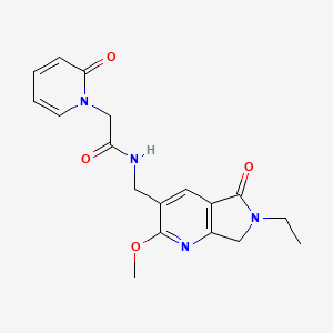molecular formula C18H20N4O4 B5495055 N-[(6-ethyl-2-methoxy-5-oxo-7H-pyrrolo[3,4-b]pyridin-3-yl)methyl]-2-(2-oxopyridin-1-yl)acetamide 