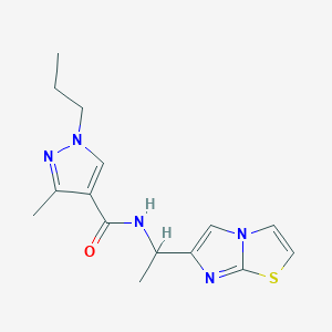 molecular formula C15H19N5OS B5495479 N-(1-imidazo[2,1-b][1,3]thiazol-6-ylethyl)-3-methyl-1-propylpyrazole-4-carboxamide 