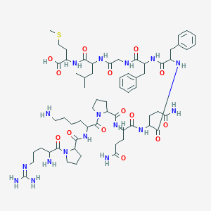 molecular formula C₆₃H₉₇N₁₇O₁₄S B549625 2-[[2-[[2-[[2-[[2-[[5-Amino-2-[[5-amino-2-[[1-[6-amino-2-[[1-[2-amino-5-(diaminomethylideneamino)pentanoyl]pyrrolidine-2-carbonyl]amino]hexanoyl]pyrrolidine-2-carbonyl]amino]-5-oxopentanoyl]amino]-5-oxopentanoyl]amino]-3-phenylpropanoyl]amino]-3-phenylpropanoyl]amino]acetyl]amino]-4-methylpentanoyl]amino]-4-methylsulfanylbutanoic acid CAS No. 71977-09-8