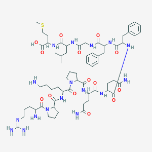 2-[[2-[[2-[[2-[[2-[[5-Amino-2-[[5-amino-2-[[1-[6-amino-2-[[1-[2-amino-5-(diaminomethylideneamino)pentanoyl]pyrrolidine-2-carbonyl]amino]hexanoyl]pyrrolidine-2-carbonyl]amino]-5-oxopentanoyl]amino]-5-oxopentanoyl]amino]-3-phenylpropanoyl]amino]-3-phenylpropanoyl]amino]acetyl]amino]-4-methylpentanoyl]amino]-4-methylsulfanylbutanoic acid
