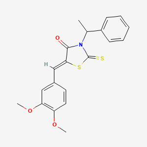 molecular formula C20H19NO3S2 B5496759 5-(3,4-dimethoxybenzylidene)-3-(1-phenylethyl)-2-thioxo-1,3-thiazolidin-4-one 