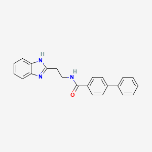 molecular formula C22H19N3O B5496998 Biphenyl-4-carboxylic acid [2-(1H-benzoimidazol-2-yl)-ethyl]-amide 
