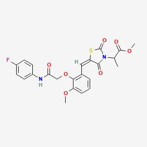molecular formula C23H21FN2O7S B5497050 methyl 2-[(5E)-5-(2-{2-[(4-fluorophenyl)amino]-2-oxoethoxy}-3-methoxybenzylidene)-2,4-dioxo-1,3-thiazolidin-3-yl]propanoate 