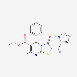 molecular formula C21H19N3O3S B5497606 ethyl (2E)-7-methyl-3-oxo-5-phenyl-2-(1H-pyrrol-2-ylmethylidene)-2,3-dihydro-5H-[1,3]thiazolo[3,2-a]pyrimidine-6-carboxylate 