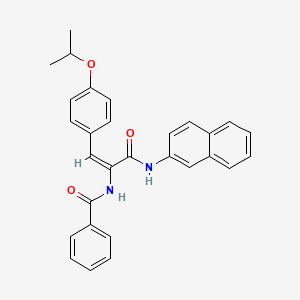 molecular formula C29H26N2O3 B5497776 N-[(E)-3-(naphthalen-2-ylamino)-3-oxo-1-(4-propan-2-yloxyphenyl)prop-1-en-2-yl]benzamide 