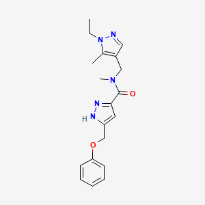 molecular formula C19H23N5O2 B5497785 N-[(1-ethyl-3-methyl-1H-pyrazol-4-yl)methyl]-N-methyl-5-(phenoxymethyl)-1H-pyrazole-3-carboxamide 