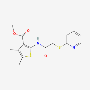 molecular formula C15H16N2O3S2 B5497880 methyl 4,5-dimethyl-2-{[(2-pyridinylthio)acetyl]amino}-3-thiophenecarboxylate 