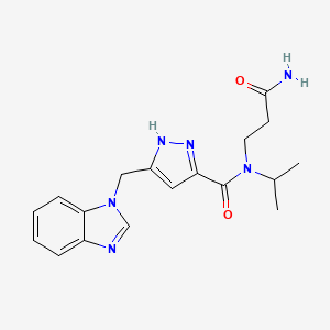 molecular formula C18H22N6O2 B5498065 N-(3-amino-3-oxopropyl)-5-(1H-benzimidazol-1-ylmethyl)-N-isopropyl-1H-pyrazole-3-carboxamide 