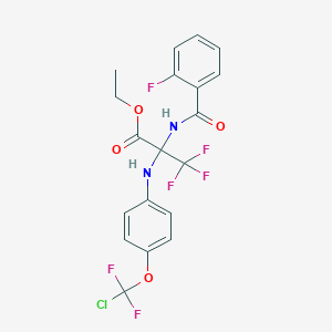 molecular formula C19H15ClF6N2O4 B5498331 ETHYL 2-{[4-(CHLORODIFLUOROMETHOXY)PHENYL]AMINO}-3,3,3-TRIFLUORO-2-[(2-FLUOROPHENYL)FORMAMIDO]PROPANOATE 