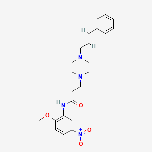 molecular formula C23H28N4O4 B5498415 N-(2-methoxy-5-nitrophenyl)-3-{4-[(2E)-3-phenylprop-2-en-1-yl]piperazin-1-yl}propanamide 