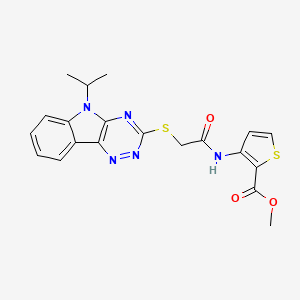 molecular formula C20H19N5O3S2 B5499043 METHYL 3-(2-{[5-(PROPAN-2-YL)-5H-[1,2,4]TRIAZINO[5,6-B]INDOL-3-YL]SULFANYL}ACETAMIDO)THIOPHENE-2-CARBOXYLATE 