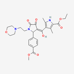 molecular formula C28H33N3O8 B5499165 ethyl 4-[(E)-hydroxy-[2-(4-methoxycarbonylphenyl)-1-(2-morpholin-4-ylethyl)-4,5-dioxopyrrolidin-3-ylidene]methyl]-3,5-dimethyl-1H-pyrrole-2-carboxylate 