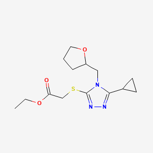 molecular formula C14H21N3O3S B5499246 ethyl {[5-cyclopropyl-4-(tetrahydrofuran-2-ylmethyl)-4H-1,2,4-triazol-3-yl]sulfanyl}acetate 