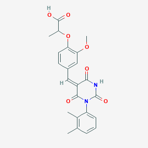 molecular formula C23H22N2O7 B5500022 2-(4-{(E)-[1-(2,3-dimethylphenyl)-2,4,6-trioxotetrahydropyrimidin-5(2H)-ylidene]methyl}-2-methoxyphenoxy)propanoic acid 
