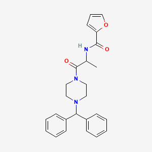 molecular formula C25H27N3O3 B5500089 N-[1-(4-benzhydrylpiperazin-1-yl)-1-oxopropan-2-yl]furan-2-carboxamide 