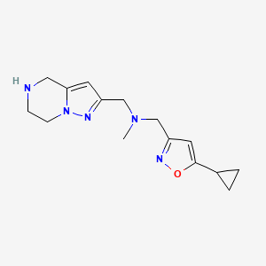 molecular formula C15H21N5O B5500097 [(5-cyclopropyl-3-isoxazolyl)methyl]methyl(4,5,6,7-tetrahydropyrazolo[1,5-a]pyrazin-2-ylmethyl)amine dihydrochloride 