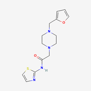 molecular formula C14H18N4O2S B5500152 2-{4-[(FURAN-2-YL)METHYL]PIPERAZIN-1-YL}-N-(13-THIAZOL-2-YL)ACETAMIDE 