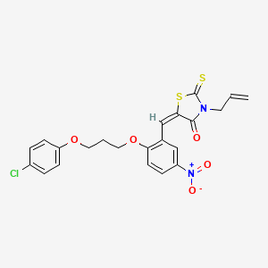 molecular formula C22H19ClN2O5S2 B5500233 (5E)-5-[[2-[3-(4-chlorophenoxy)propoxy]-5-nitrophenyl]methylidene]-3-prop-2-enyl-2-sulfanylidene-1,3-thiazolidin-4-one 