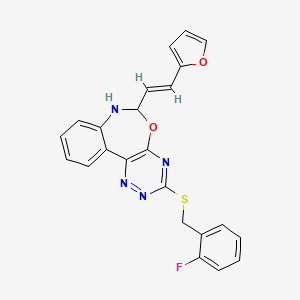 molecular formula C23H17FN4O2S B5500288 2-Fluorobenzyl {6-[(E)-2-(2-furyl)-1-ethenyl]-6,7-dihydro[1,2,4]triazino[5,6-D][3,1]benzoxazepin-3-YL} sulfide 